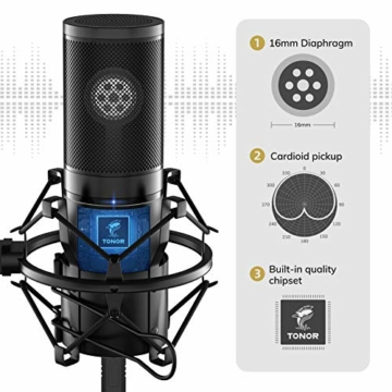 TONOR Q9 USB Mikrofon Kondensator Microphone Kit Nierencharakteristik - 3